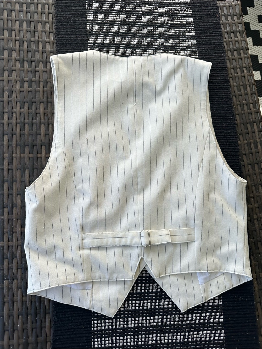 AFRM White Pinstripe Cargo Vest & Wide-Leg Pants Set - Picture 6 of 9